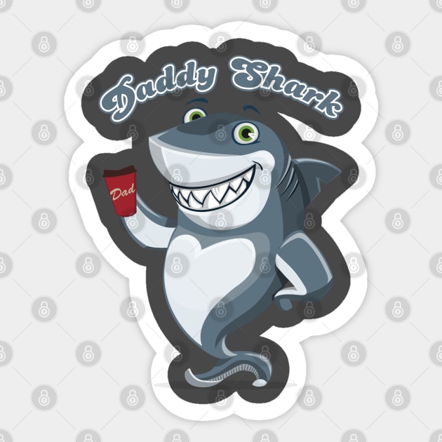 Daddy Shark Coffee Sticker by TheFlying6